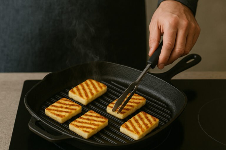Grilled Papas Halloumi on a braai – perfect golden halloumi slices South Africa