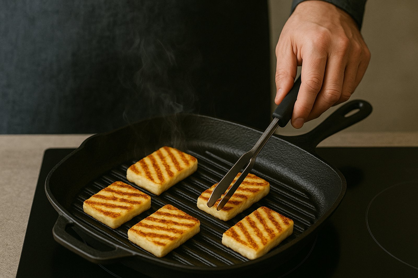 Grilled Papas Halloumi on a braai – perfect golden halloumi slices South Africa